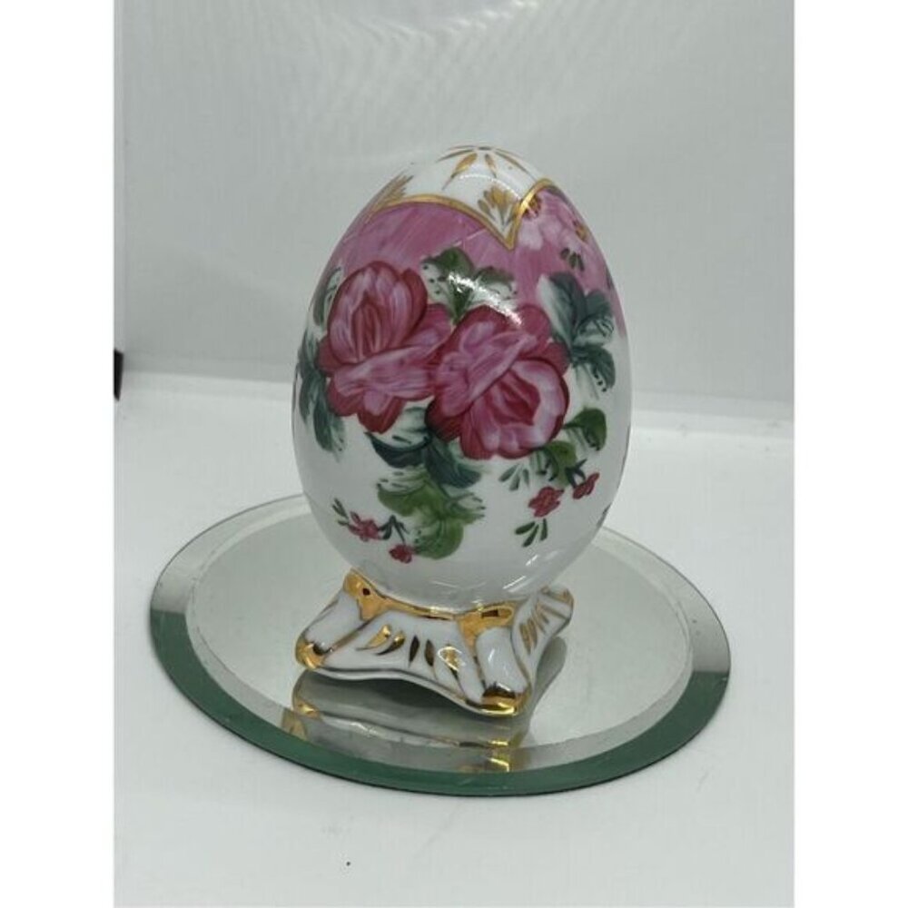 FORMALITES by Baum Brothers Egg 4.5" Porcelain Floral Victorian Rose Collection